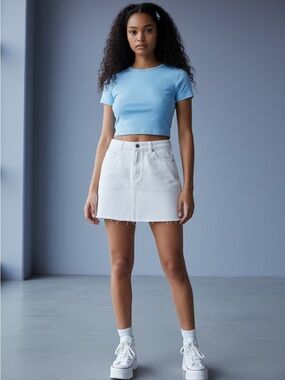 TopShop white denim 5-pocket mini skirt, 2, Y2K  Festival NWT